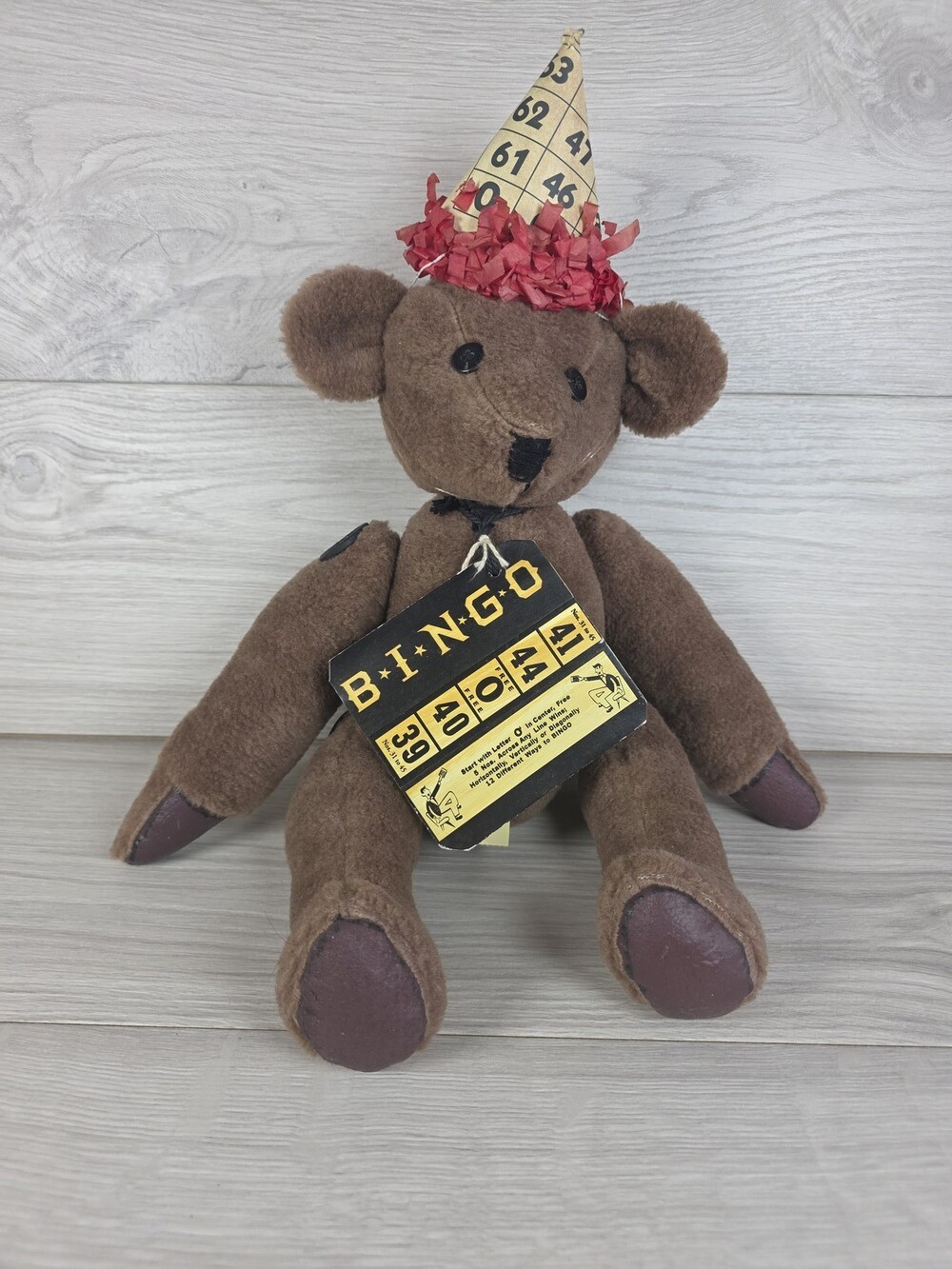 Tender Heart Treasures Bingo-Themed Plush Bear w Party Hat & Tag SU26